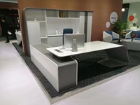 Bureau intelligent de type L à charge sans fil pour PDG Mobilier de bureau à domicile blanc moderne Bureau de direction de patron de haute technologie