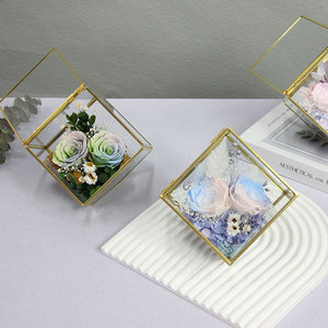 TC ฝาครอบแก้วดอกกุหลาบดอกไม้นิรันดร์ของขวัญวันวาเลนไทน์สำหรับผู้หญิงที่เก็บรักษาดอกไม้สำเร็จ - Product Image 4