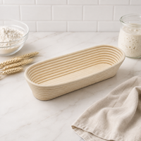 Banneton rond pour levain, conception OEM avec logo personnalisé pour les marques de boulangeries en gros et l'emballage sous marque privée