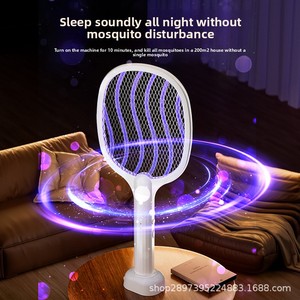 ไม้ตียุงไฟฟ้า 2-in-1 พร้อมหลอดดักแมลง UV แบตเตอรี่ในตัวแบบชาร์จได้ - Product Image 3