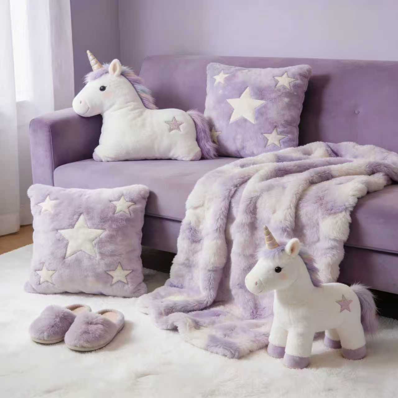 Custom plush blanket pillow slippers