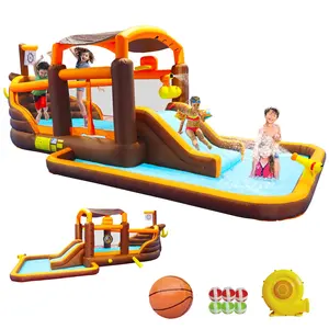 Wholesale Big Inflatable Bouncer Inflatable Water Park Backyard Water Slides Splash Pool With Blower