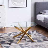 Table basse en verre trempé sur trépied en acier inoxydable doré moderne et simple, meubles de salon, hôtel, KTV