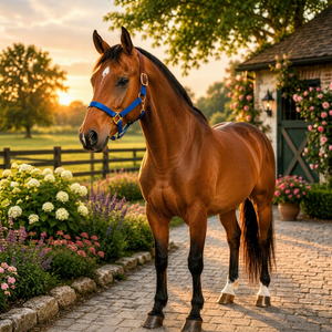 Equestrian Nylon <b>Halter</b> in Blue-Brown Breakaway Style Horse Accessory PVC and PP Material Model ESE-HAL-036 OEM Brand - Product Image 1