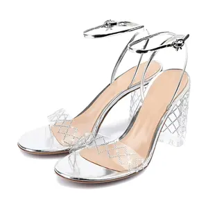 pump shoes for women Sandals Wedding Shoes For Women Ankle Strap High Heels Party Dinner Transparent Crystal Heels