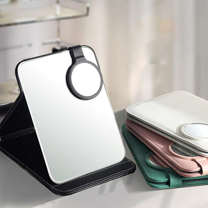 Zonyin Chất Lượng Cao Có Thể Gập Lại PU Da Trang Điểm Gương Biểu Tượng Tùy Chỉnh Ngoài Trời Du Lịch Di Động Gương Với 10X Magnifying Gương - Product Image 4