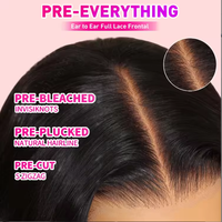 Peluca de Cabello Humano Natural con Encaje Frontal Completo de 13x6 de Oreja a Oreja, Lista para Usar, con Encaje Pre-Cortado de 13x6 HD Transparente, Sin Pegamento, para Mujeres