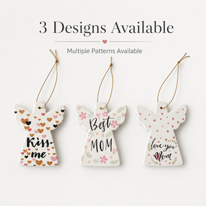 Ornement suspendu en céramique personnalisé en forme d'ange pour <span class=keywords><strong>maman</strong></span>, cadeau personnalisé pour la fête des mères, décoration intérieure, impression UV, OEM ODM - Product Image 4