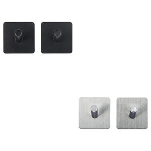 Juego de 2 colgadores adhesivos de acero inoxidable surtidos de 4,5x4,5 cm - Product Image 1