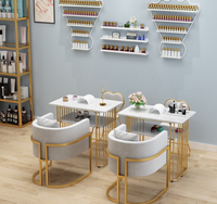 Ensemble table et chaises de salon modernes de style marbre de luxe - Mobilier multifonctionnel pour spa des ongles pour deux personnes avec chaise à dossier