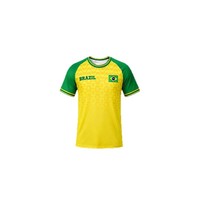 T-shirt Commémoratif de Supporter de l'Équipe du Brésil à Manches Courtes pour Événement de Football, Coupe Américaine, en Polyester/Coton, Coupe Ample, Brodé