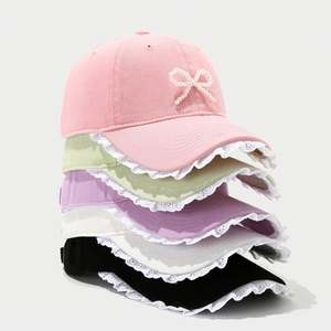 Gorras de Béisbol Deportivas para Mujer, con Borde de Encaje, Parte Superior Suave y Lazo de Perlas - Product Image 1