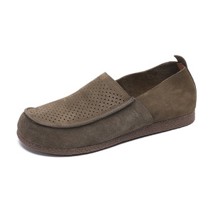Mocasines de Gamuza para Hombre, Punta Redonda, Sin Cordones, Transpirables, Casuales de Verano, Forro de Cuero Genuino, Suela de Goma - Product Image 4