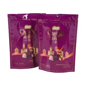 Custom Bag Packaging LOGO Printed Foil Snack Candy Chocolate Stand Up Pouch Resealable Mylar Kids Foods Packaging Bags Supplies