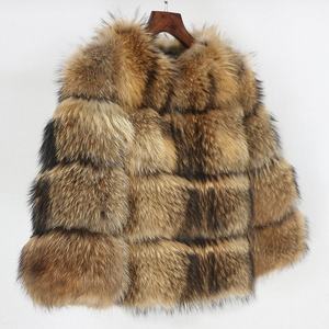 Abrigos de piel de mapache auténtica para mujer, chaquetas de piel de color natural, abrigo de piel de 4 filas para invierno - Product Image 3