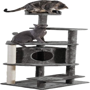 Tenacia della tigre Albero del gatto grigio da 60 pollici per gatti da interno, giochi interattivi da giardino, giocattoli per appartamenti di uguale dimensione - Product Image 1