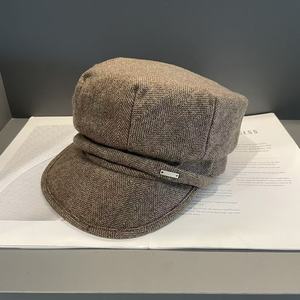 Octagonal Hat Women Cotton <b>Coffee</b> Gray Khaki Fall 2025 Newsboy Cap Fashionable Autumn Wear - Product Image 1