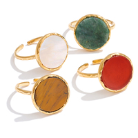 Bague JINYOU 6145 vintage française en pierre naturelle ronde, moderne, étanche, fine, ouverte et ajustable, idéale pour un cadeau