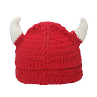 Gorro de Punto Personalizado Hecho a Mano con Cuernos de Diablo, Gorro Vikingo de Guerrero con Cuernos de Toro para Fiestas de Fanáticos del Fútbol