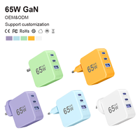 Adaptateur de chargeur mural rapide 65W, port Type-C, GaN PD QC 3.0, chargeur universel pour téléphone portable, ordinateur portable, iPhone, Xiaomi, Samsung