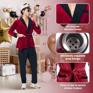 Disfraz de Hugh Hefner para hombre adulto, capa, pantalones, sombrero, gafas, pipa, disfraz de Halloween, accesorio para disfrazarse - Product Image 4