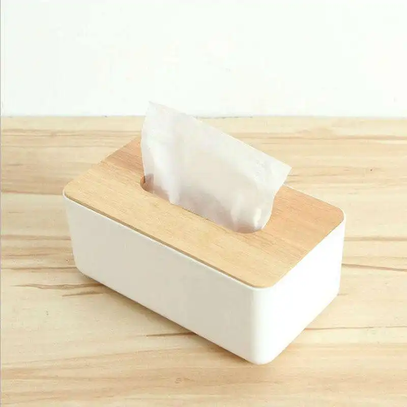 Groothandel Houten Tissue Box Hard Plastic Papierhouder Met Houten Deksel Auto Keuken Servet Papieren Zakdoekje