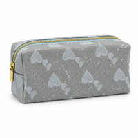 Pochette cosmétique en polyester et nylon avec paillettes argentées et fermeture éclair dorée pour l'école et les voyages