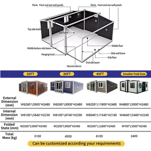 Casa Contenedor Plegable de Doble Ala, Hogar Modular Prefabricado Expandible de 20ft 40ft, Panel Sándwich de Acero, Baño y Cocina de Lujo, <span class=keywords><strong>Hotel</strong></span> - Product Image 3
