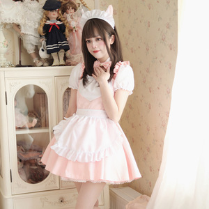 Cat Maid Outfit Japanese Style Black And Pink Lolita Dress Cosplay Uniform For Anime Role Playing Winter 2022 Polyester Material - Product Image 4