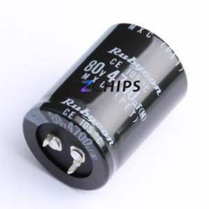 ตัวเก็บประจุอิเล็กโทรไลต์อะลูมิเนียมแบบ Snap-in รุ่น 80MXC4700MEFCSN30X40 ชนิด Through-hole (THT) ขนาด D30xL40 มม. ความจุ 4700uF 20% 80V ระยะขา 10 มม. - Product Image 1