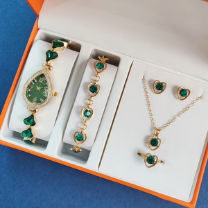 New Light Luxury <strong>Women's</strong> Heart-Shape Water Drop Quartz Pointer <strong>Watch</strong> Diamond-Encrusted Gem Gift <strong>Set</strong> Alloy <strong>Watch</strong> <strong>Set</strong> - Product Image 3