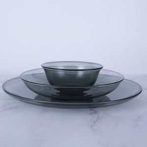 TYGLASS Vajilla Hogar <span class=keywords><strong>Restaurante</strong></span> Platos Cena Platos Personalizado Color <span class=keywords><strong>Jade</strong></span> Sólido <span class=keywords><strong>Chino</strong></span> Borosilicato Vidrio Cargador Placas - Product Image 5