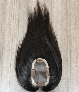 En stock: Pequeño mono topper de cabello humano <span class=keywords><strong>3x4</strong></span> para cobertura de la corona, ideal para áreas delgadas, de 10 pulgadas, ligero, para disimular la calvicie en la raíz. - Product Image 4