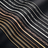 Colliers à maillons fins en argent sterling 925, bijoux en or 14K 18K, chaînes Figaro, torsadées, trombones, cubaines, à maillons plats, de 0,5μm à 2,5μm