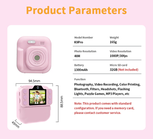 Cámara Digital Infantil con Diseño <span class=keywords><strong>de</strong></span> Dibujos Animados, 1080P HD CMOS, MicroSD, Pantalla IPS <span class=keywords><strong>de</strong></span> 2.4'', Linterna LED Integrada, Mini Cámara Instantánea - Product Image 5
