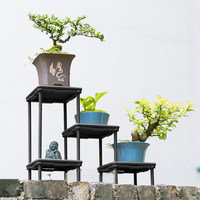 Soporte de Resina de Estilo Chino de 4 Niveles y 3 Conexiones, No Plegable, para Plantas de Interior, Exhibidor de Macetas de Suculentas para Decoración del Hogar
