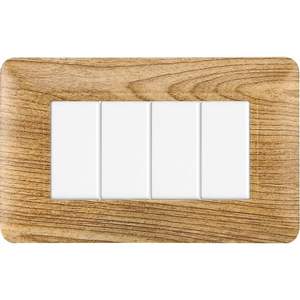 แผ่นสวิตช์ติดผนังโกลก้า 4 ทาง พลาสติก โครงไม้สีเข้ม ติดตั้งง่าย แพ็ค 3 ชิ้น - Product Image 4