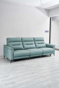 Sofá Reclinable Doble de Cuero Genuino, Moderno, Extensible, con Masaje Eléctrico, 3 Plazas - Product Image 2