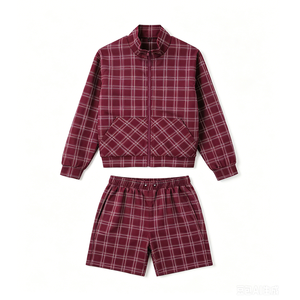 <strong>Men's</strong> Windbreaker Tracksuit Custom Plaid Tartan Lightweight Breathable Wrinkle Resistant Full <strong>Zip</strong> Jacket Elastic Waist <strong>Shorts</strong> - Product Image 1