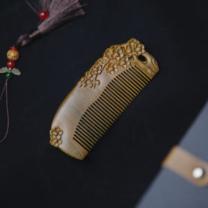 便携式中式手工檀香彩绘雕刻木梳木发梳发刷 - Product Image 3