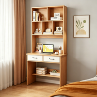Bureau de travail moderne en bois avec bibliothèque intégrée, mobilier multifonctionnel