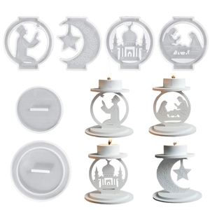 Awal Riser cetakan silikon untuk epoksi Resin pemegang timur tengah cetakan ornamen Bulan Bintang cetakan lilin alat pemanggang kue - Product Image 5