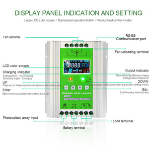 ตัวควบคุมพลังงานลมและโซลาร์เซลล์แบบไฮบริด 1kw 1.5kw MPPT รองรับแรงดันไฟฟ้า 12v 24v 48v สำหรับ Wind JN Privilege Advanced Wind Solar Hybr - Product Image 5
