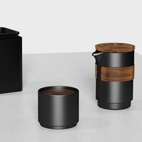 DHPO Tasse à thé en céramique réutilisable à haute cuisson Ensemble de tasses à thé de voyage portable avec filtre en céramique et couvercle en bois