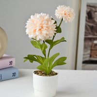 Plante en pot artificielle en forme de chrysanthème, mini bonsaï de chrysanthème artificiel avec pot blanc, décoration de table de bureau à domicile