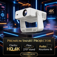 Projecteur de poche portable JUNUO C880 LED 4K 720P 200 ANSI Android 14 avec prise en charge multilingue et haut-parleurs intégrés