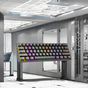 61-Key Mini có dây chơi game cơ khí RGB Backlit màu xanh nhôm thiết bị chuyển mạch Màu Đỏ trục lập trình hỗ trợ cổ tay cho máy tính để bàn Tiếng Anh - Product Image 4