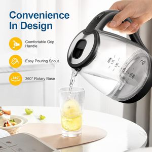 Bouilloire électrique en verre sans fil portable de 2,0 L avec lumière LED pour la maison et l'hôtel - Product Image 4