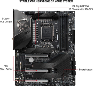 MSI M EG <span class=keywords><strong>Z490</strong></span> UNIFY ATX Carte mère de jeu pour ordinateur de bureau 10e génération Intel Core USB DDR4 Nouveau - Product Image 2