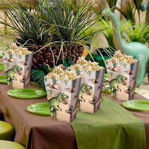 6 Pcs Dinosaure Popcorn Boîtes Traiter Sacs Jungle Bonbons Goodie Sacs pour Wild One Rex Trois Dino Fête D'anniversaire Faveurs - Product Image 6